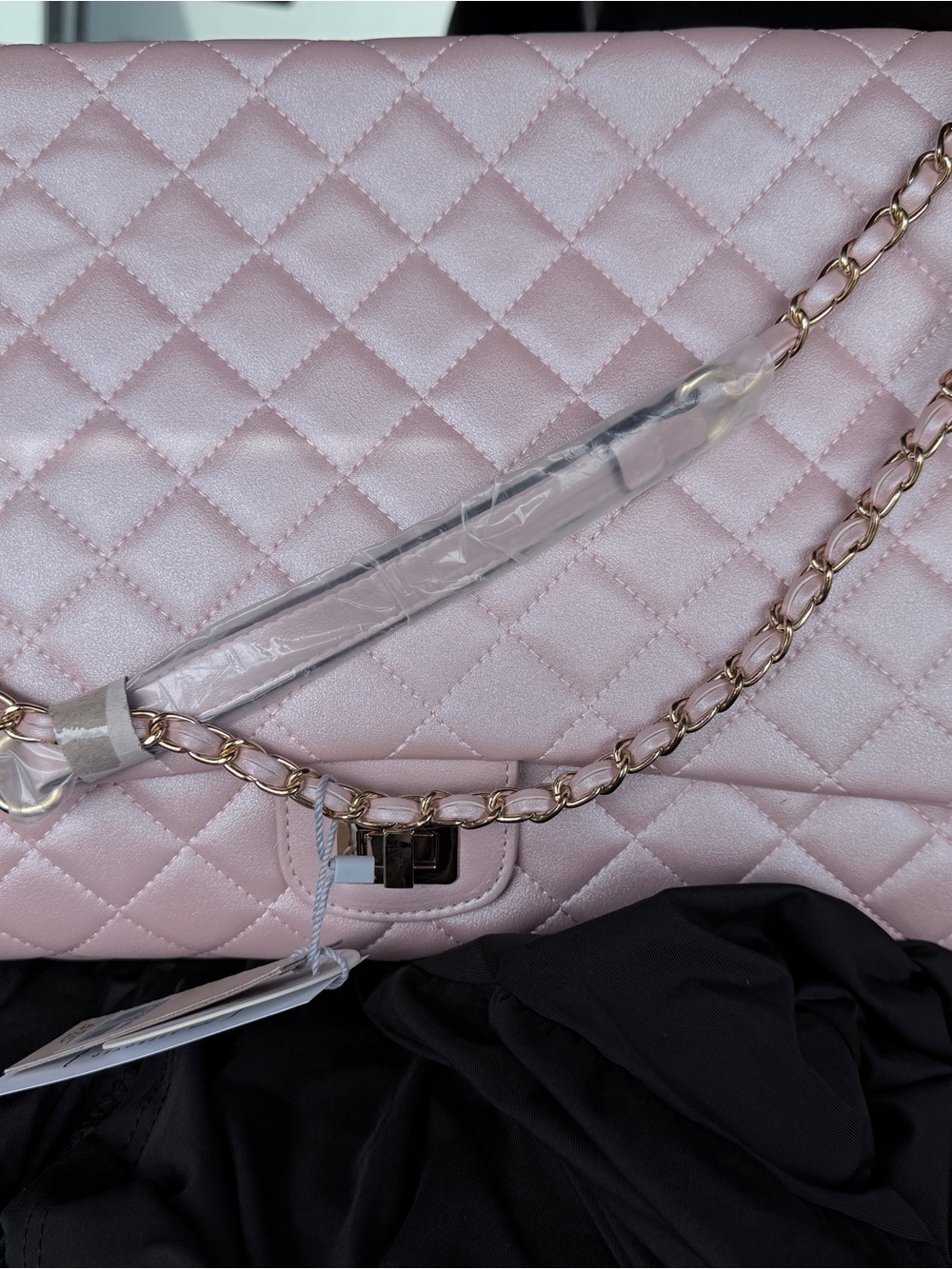 Quilted Light Pink Chain Shoulder Bag